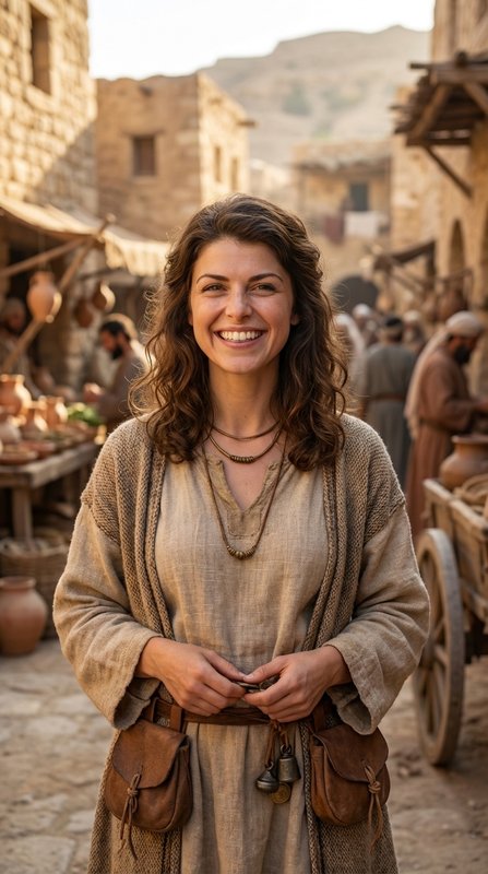 Generate an immersive biblical time period scene, then seamlessly composite t…