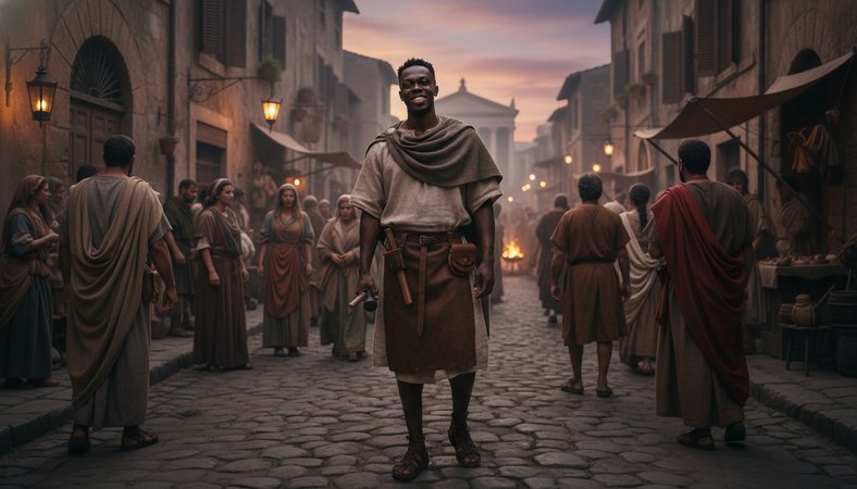 Generate an immersive biblical time period scene, then seamlessly composite t…