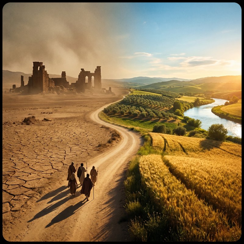 An image telling the story of transition from Egypt to the promise land