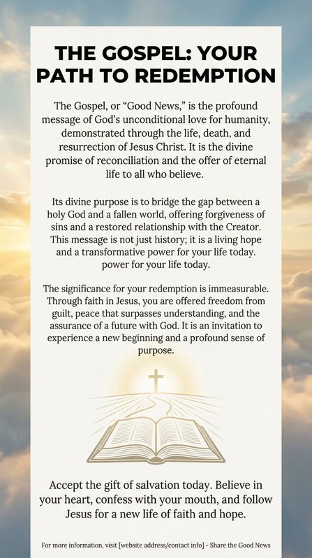 A gospel tract/flyer explaining what the gospel is, its purpose, and why it m…