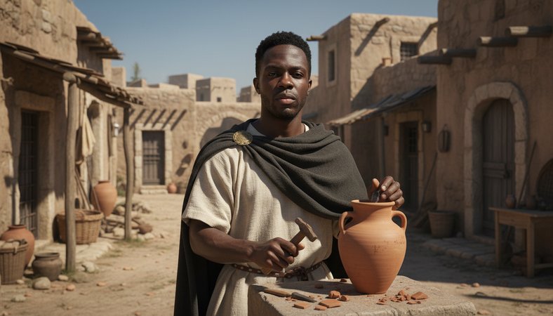 Generate an immersive biblical time period scene, then seamlessly composite t…