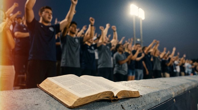 Editorial Christian social graphic inspired by the FIFA World Cup 2026 atmosp…