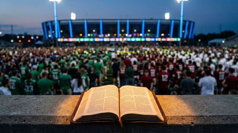 Editorial Christian social graphic inspired by the FIFA World Cup 2026 atmosp…