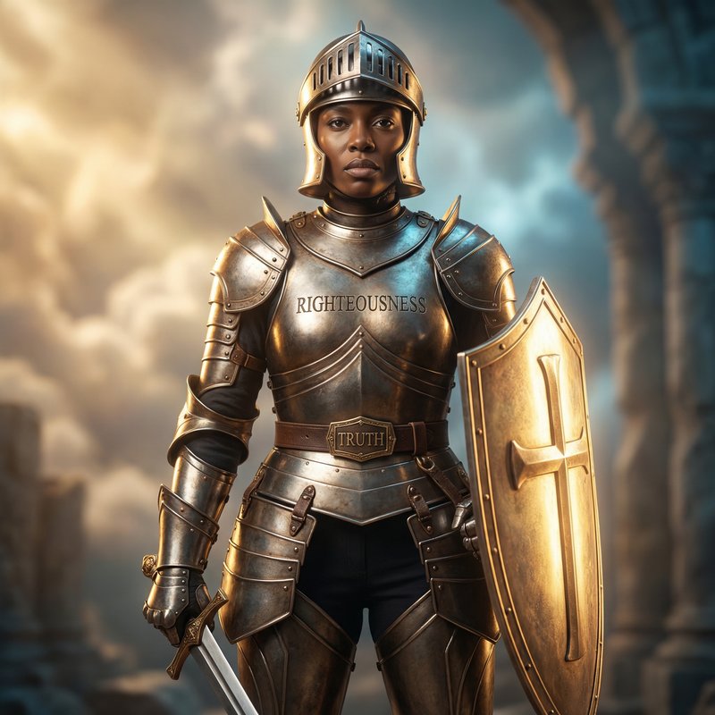 Black Woman wearing the Full Armor of God