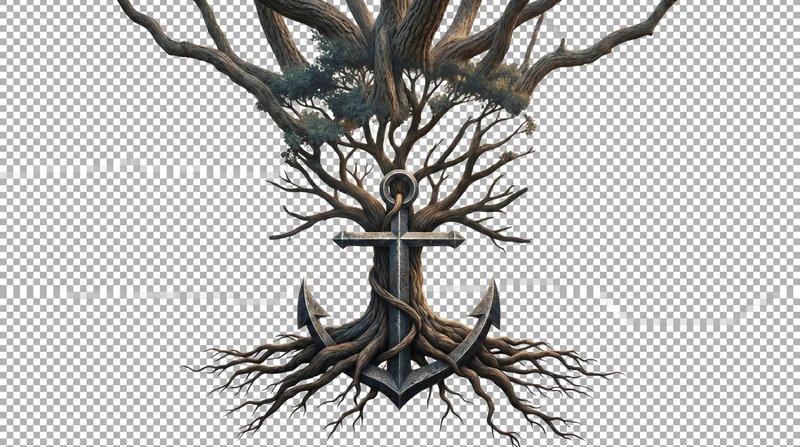 Entire tree with anchor in the roots with transparent background

Reference i…