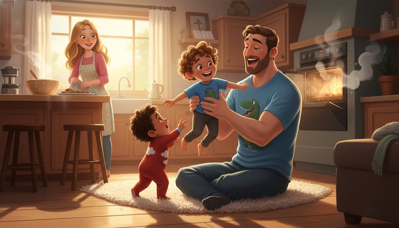 Create a pixar style storybook illustration:

Scene 2: Introduction of Mom an…